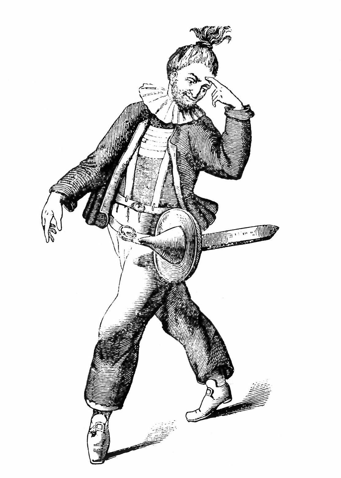 Josef Anton Stranitzky als Hans Wurst, zeitgenössisches Rollenbild (aus dem Besitz der österreichischen Nationalbibliothek)